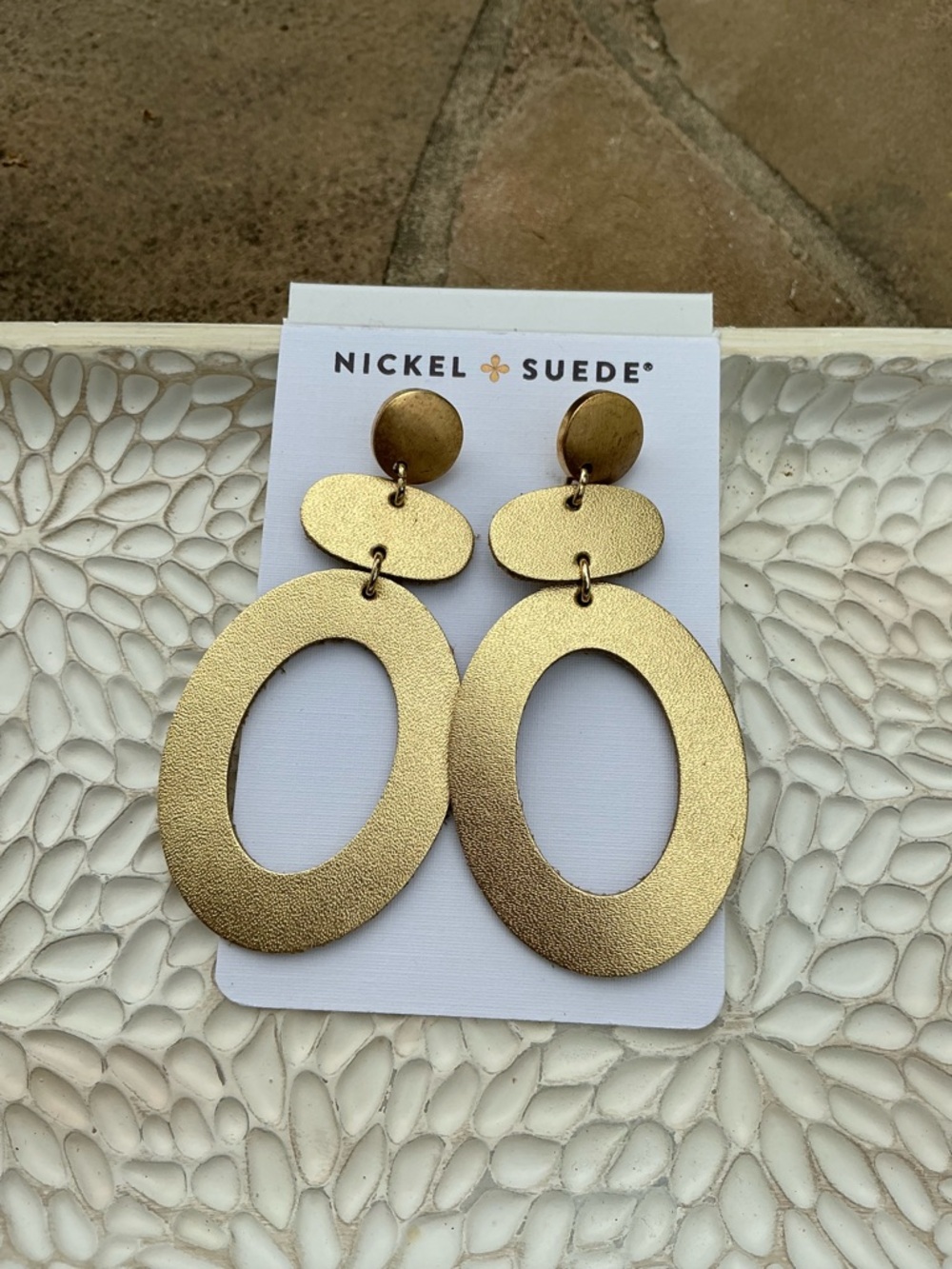 Nickel & Suede Gold Statement Earrings